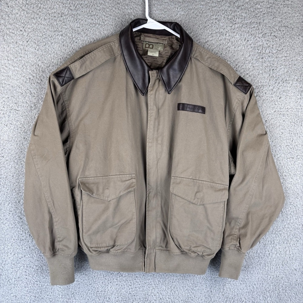 Museum Of the Bible Jacket Mens Medium Tan Cotton Bomber Full Zip